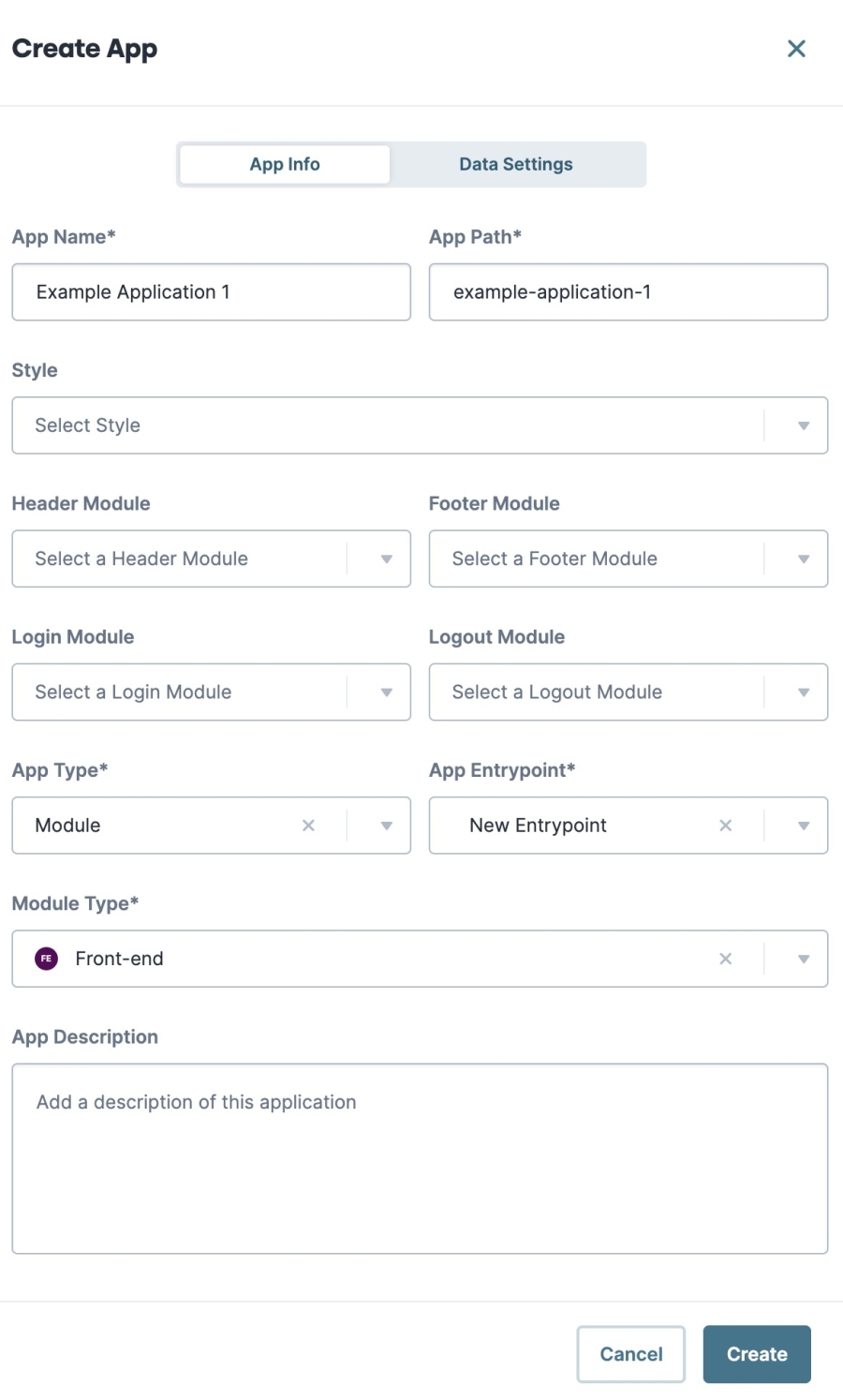 A static image displaying the App Info tab's configuration settings and options.