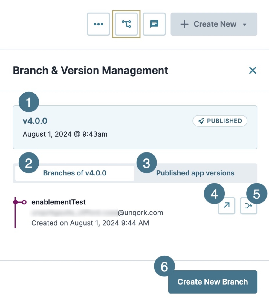 A static image displaying the Draft and Version Management pane at the application level.