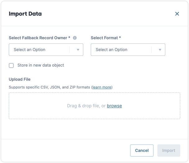 A static image displaying the Import Data window.