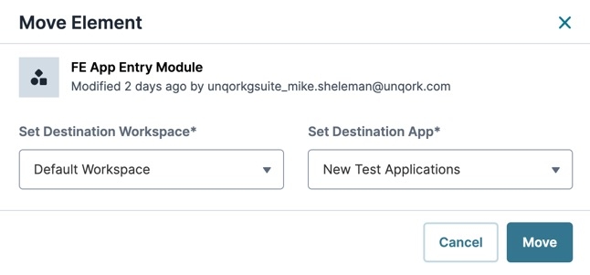 A static image displaying the Move Element modal.