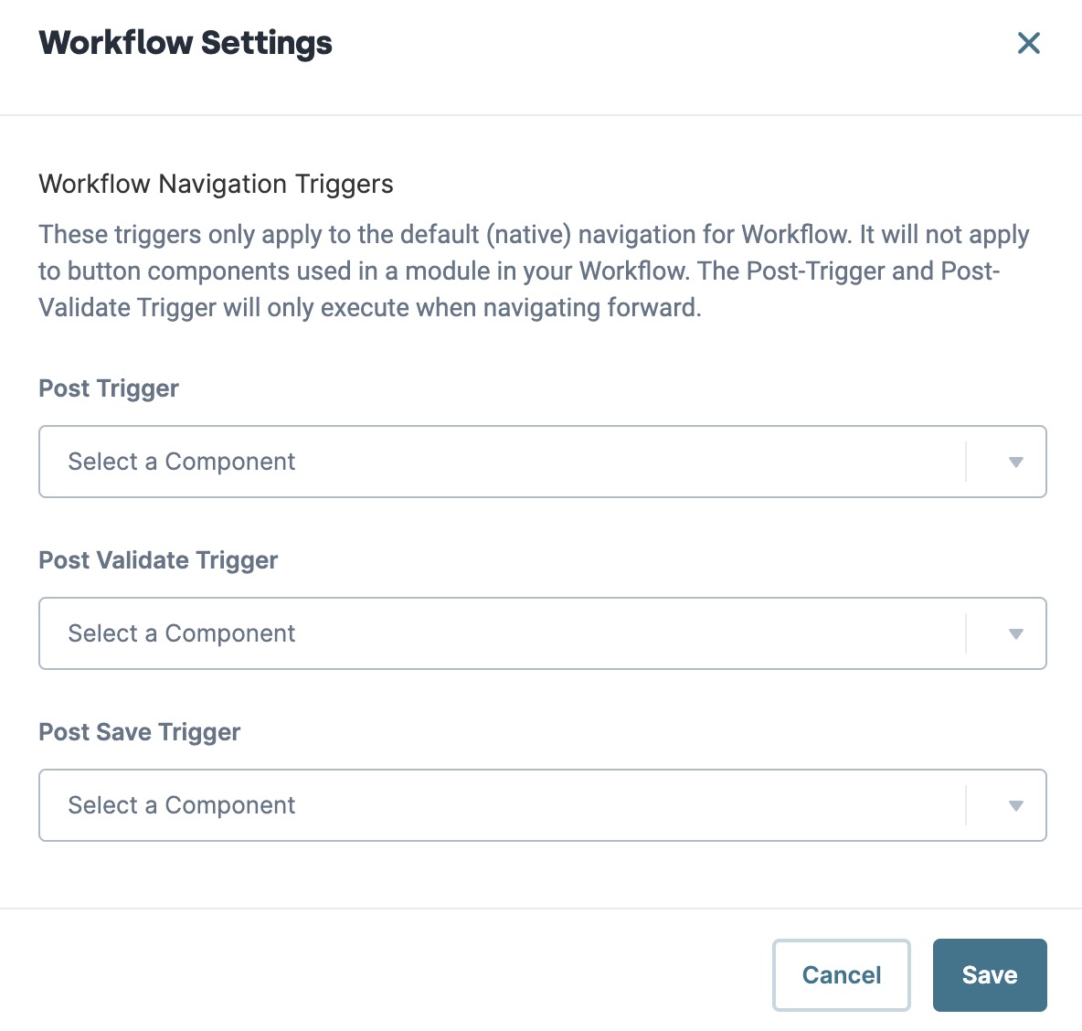 A static image displaying the Workflow Navigation Triggers.