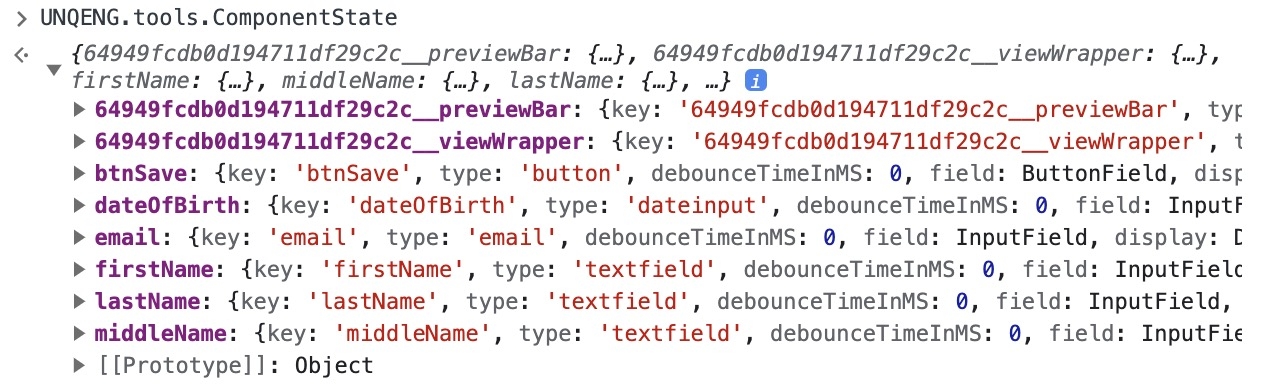A static image dispaying the Component State function in the DevTools Console.