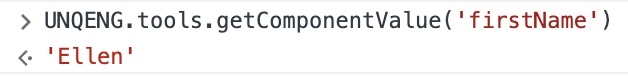 A static image dispaying the Get Component Value function in the DevTools Console.