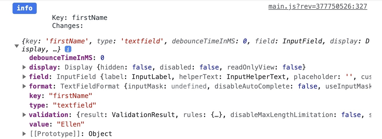 A static image dispaying the Log Object By Key function in the DevTools Console.