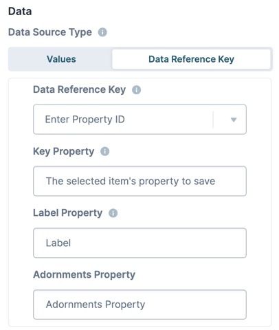 A static image displaying the Simple Select's Data Reference Key settings.