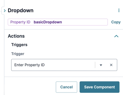 A static image displaying the Udesigner Dropdown component's Data settings.