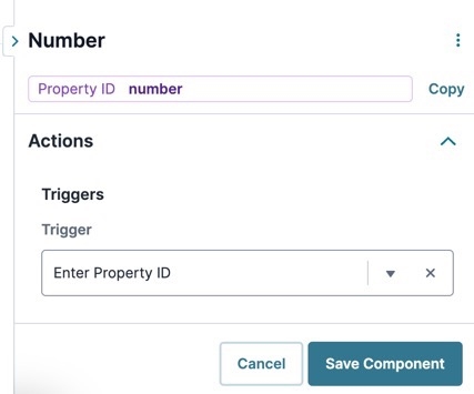 A static image displaying the UDesigner Number Component's Trigger settings.