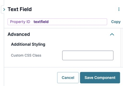 A static image displaying the UDesigner Text Field component's Additional Styling settings.