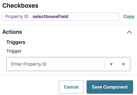 A static image displaying the Checkboxes' Actions settings.