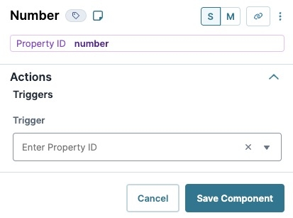 A static image displaying the UDesigner Number Component's Trigger settings.