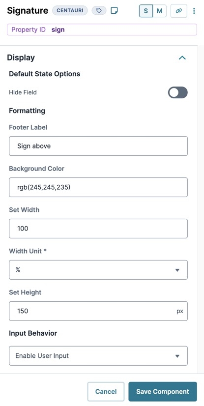 A static image displaying the Menu component's Display settings.