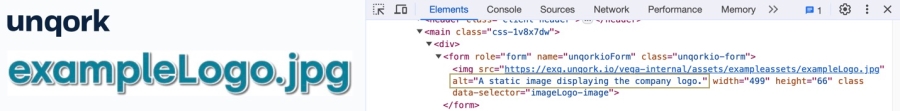 A static image displaying the Express View example of an Image component, the DevTools console displays the alt attribute text.