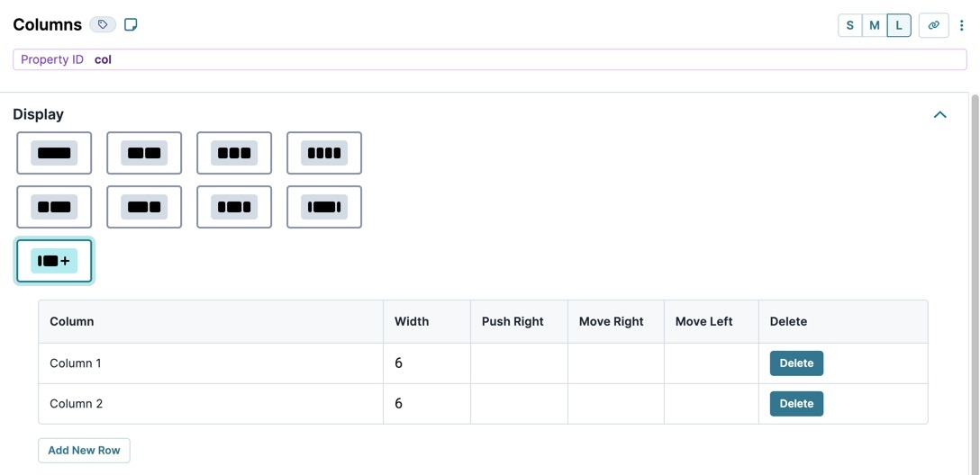 A static image displaying the Column component's Customize Columns setting.