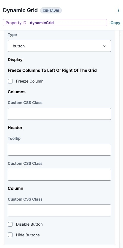 A static image displaying the Buttom column's Display settings.