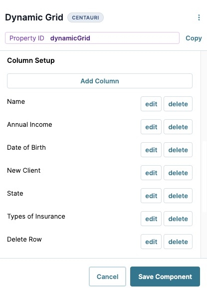 A static image displaying the Dynamic Grid's Columbs Setup.