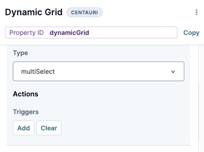 A static image displaying the Mutli-Select column's Actions settings.