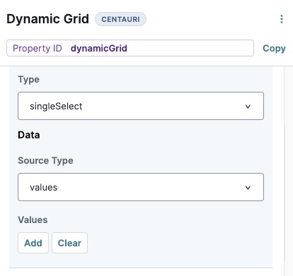 A static image displaying the Single Select column's Data settings.