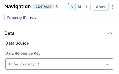 A static image displaying the Navigation Component's Data settings.