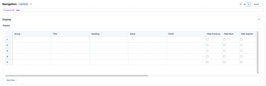 A static image displaying the Navigation component's Panels table.