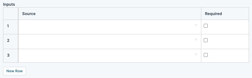 A static image displaying the Viewgrid component's Inputs table.