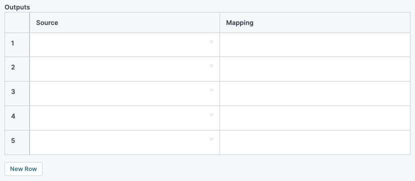 A static image displaying the View Grid component's Outputs table.