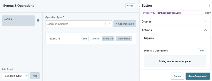 A static image displaying the Operations Builder Configuration Menu with a configured operation.