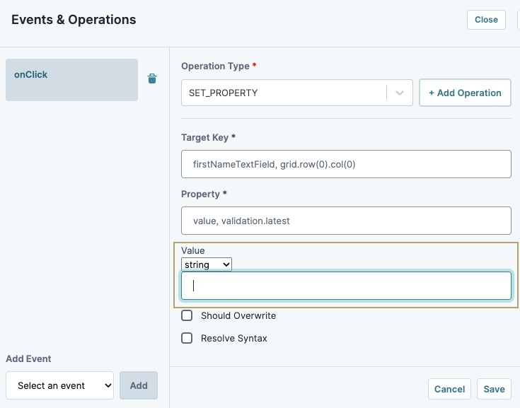 A static image displaying the Operations Builder's Data Editor field.