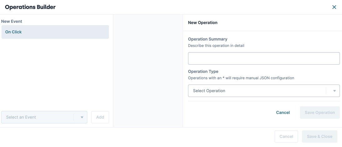 A static image displaying the Operations Builder Configuration Menu