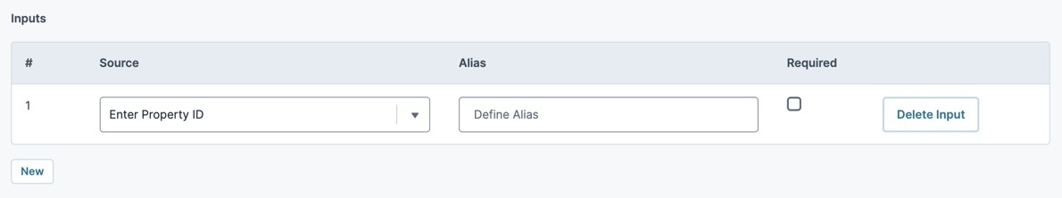 A static image displaying the UDesigner Calculator's Inputs table.