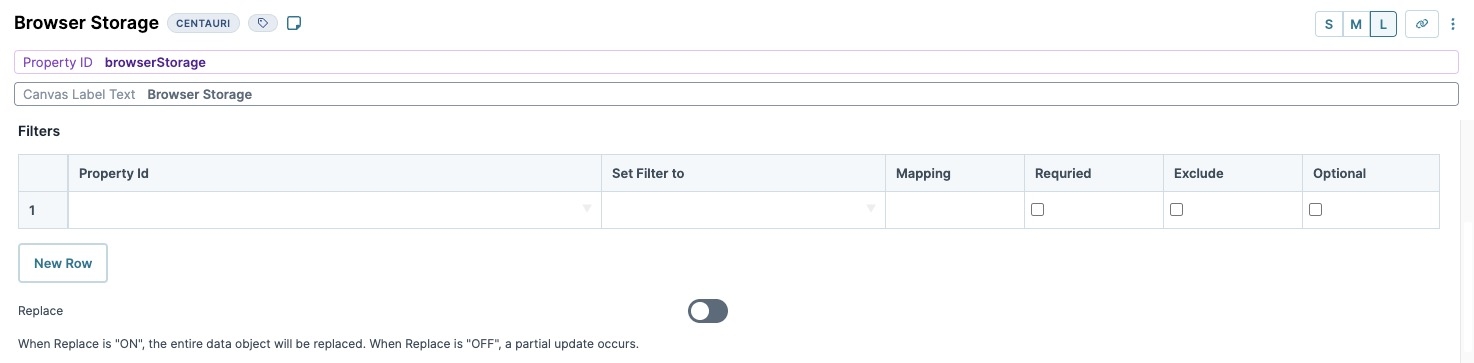 A static image displaying the Browser Storage's Data Filter settings.