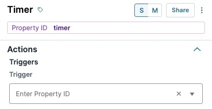 A static image dispaying the Timer component's Actions settings.