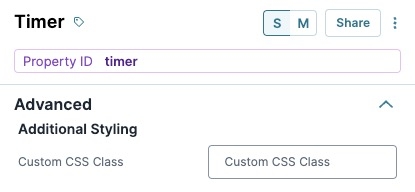 A static image dispaying the Timer component's Advanced settings.