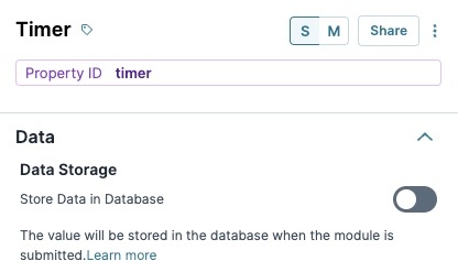 A static image dispaying the Timer component's Data settings.