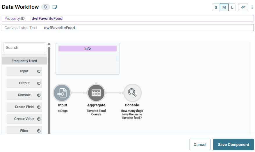 A static image displaying the data workflow, which is used to count the favorite dog foods.