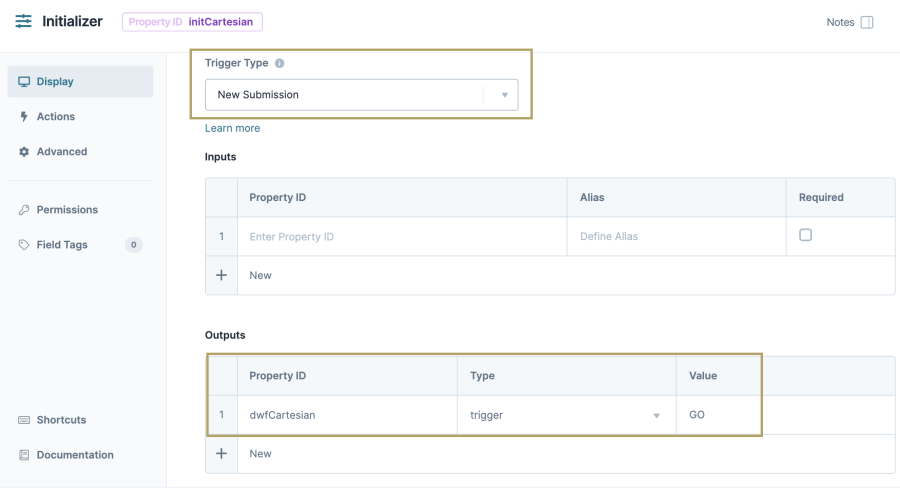 A static image displaying the Initializer configuration in the Cartisian operator use case.