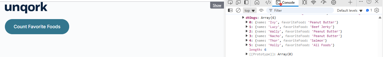 A static image displaying the favorite food count configuration in the Express View.