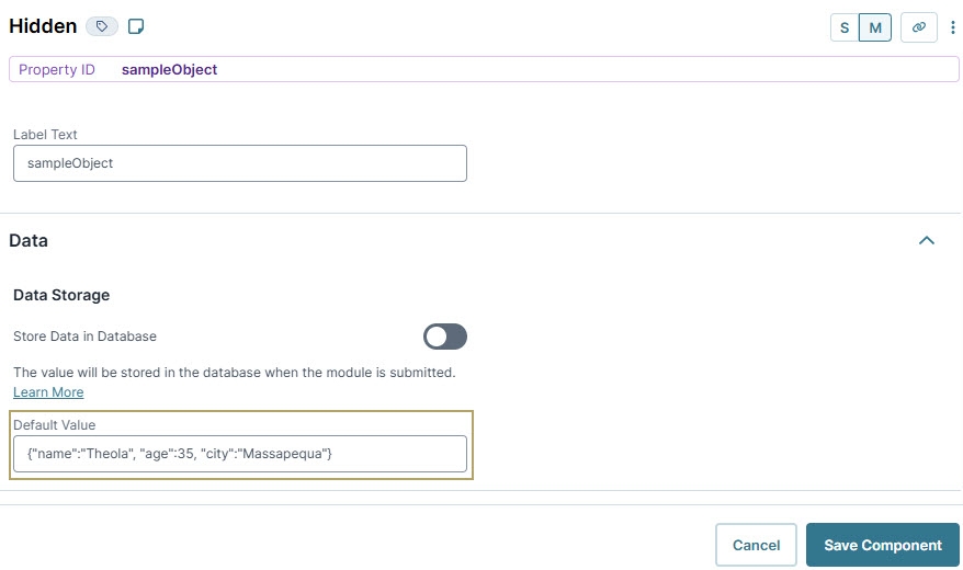 A static image displaying the Hidden component configuration details in UDesginer.