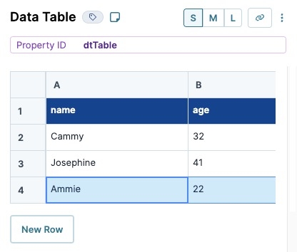 A static image displaying the Data Table configuration in the Create Field operator use case.
