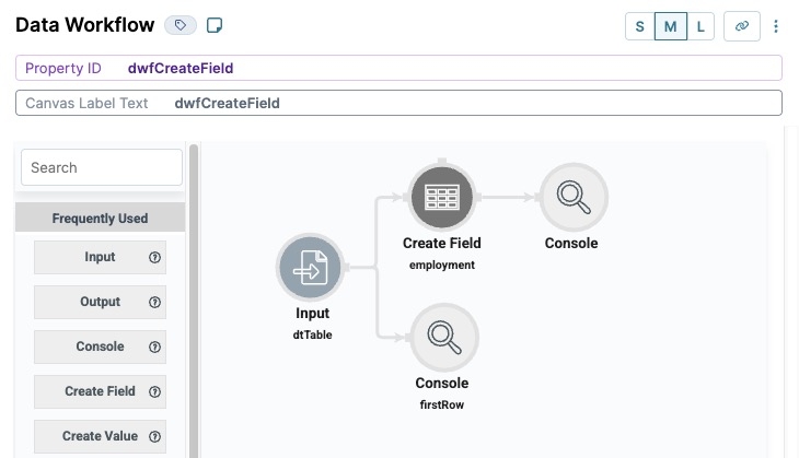 A static image displaying the dwfCreateField Data Workflow.