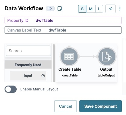 A static image displaying the configured operators on the Data Workflow canvas.