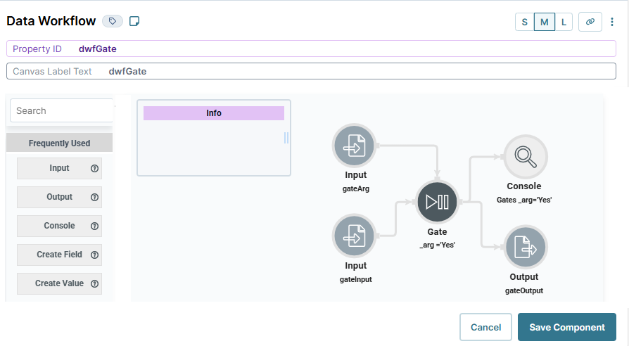 This is a static picture of the dataworkflow configuration using a gate operator.