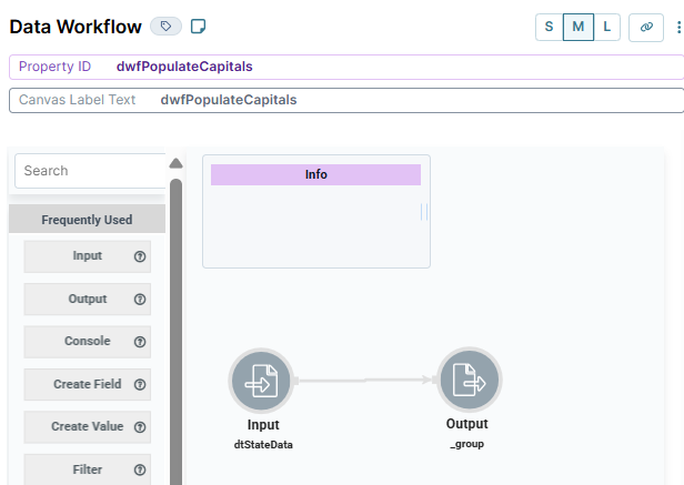 A static image of the dataworkflow configuration.