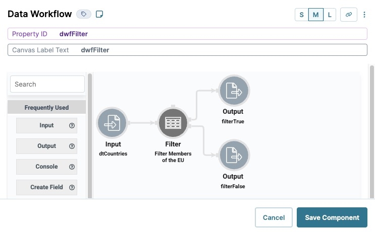 Static image displaying the Data Workflow configuration for the Filter operator use case.