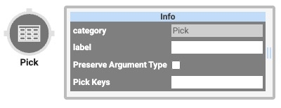 A static image displaying the Data Workflow component's Pick Operator icon and configuration window.