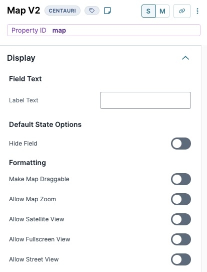 A static image displaying the Map V2 Display settings