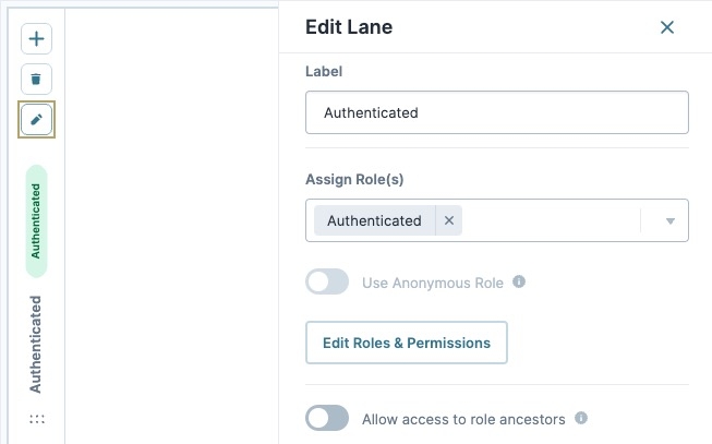 Static image of a swimlane Edit Lane settings panel.