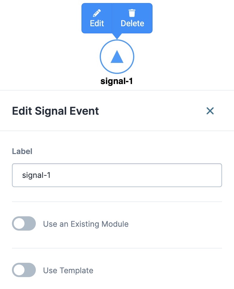 A static image displaying the Signal node default settings window.