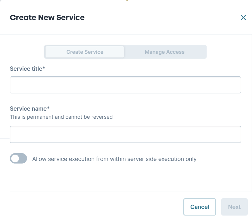 A image showing how to create a new Service.