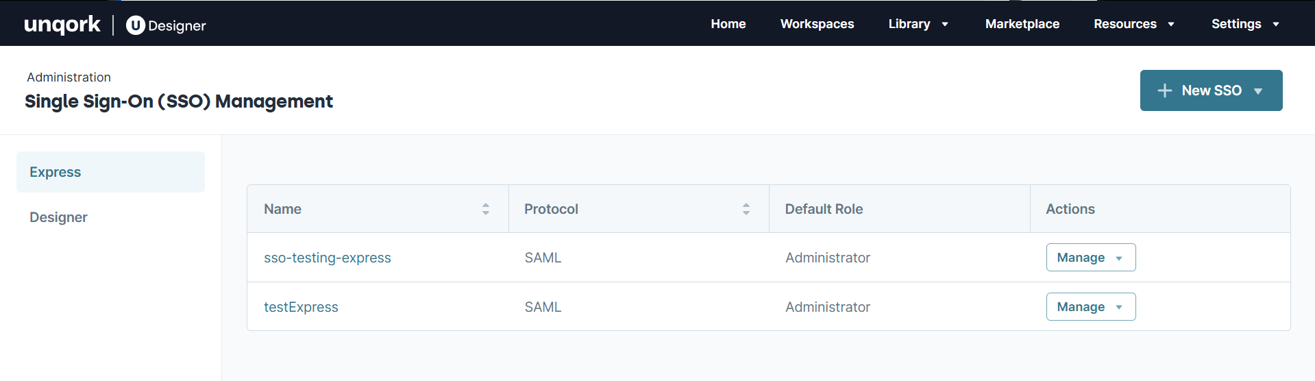 The image showcases the SSO Management screen