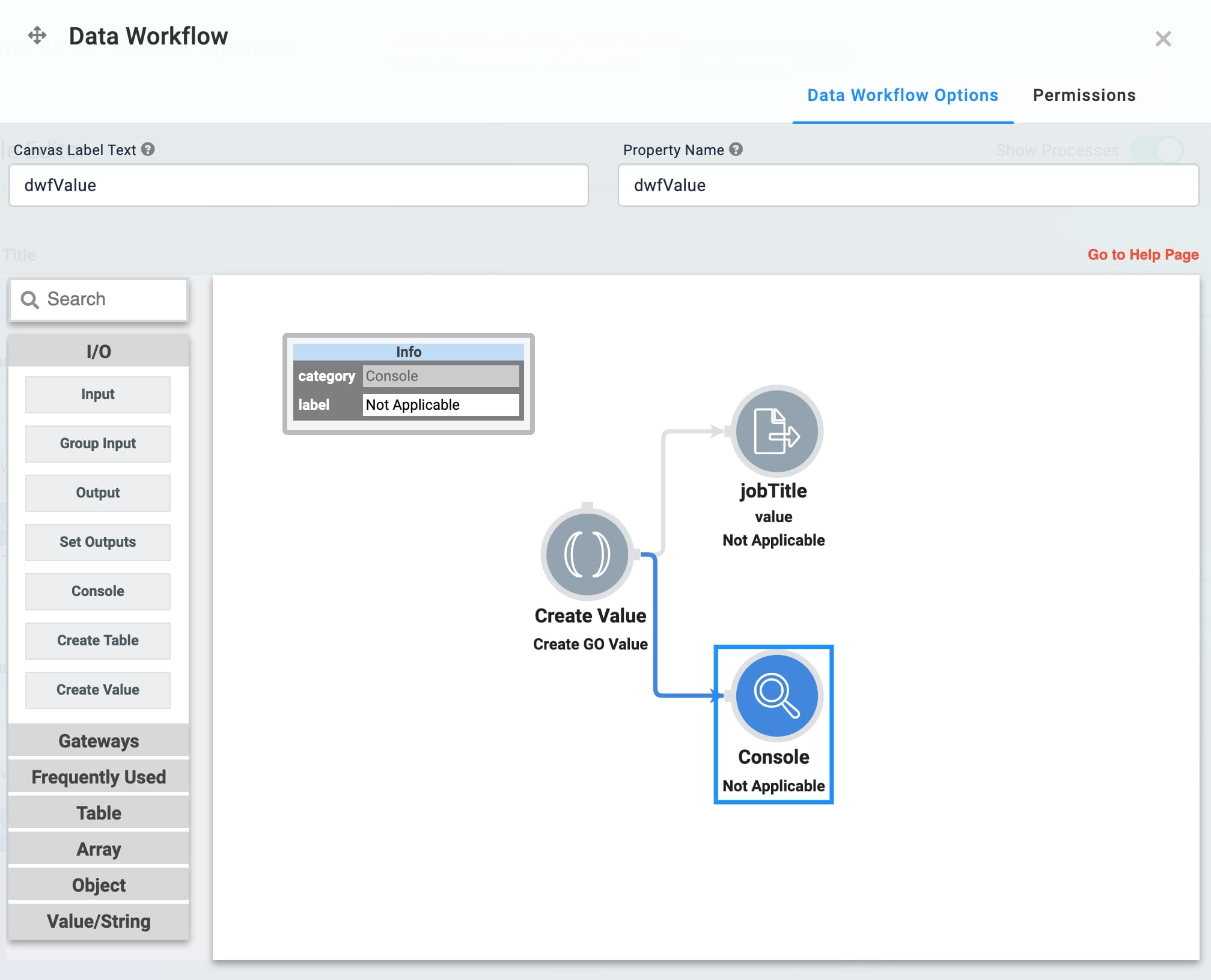 A static image displaying the Data workflow's configuration.